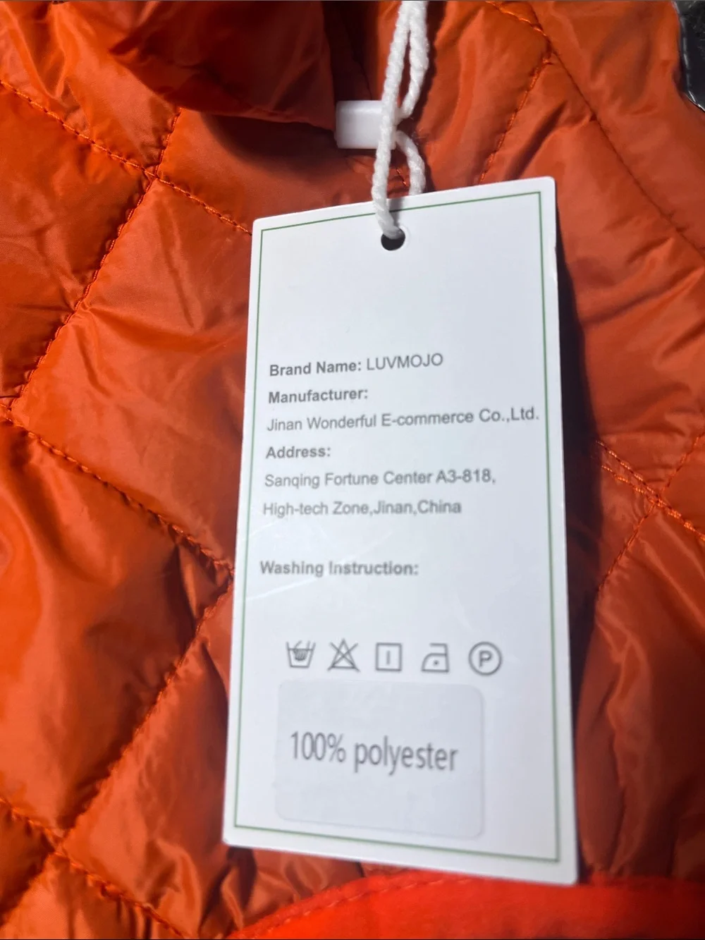 Quilted Orange Dog Puffer Coat